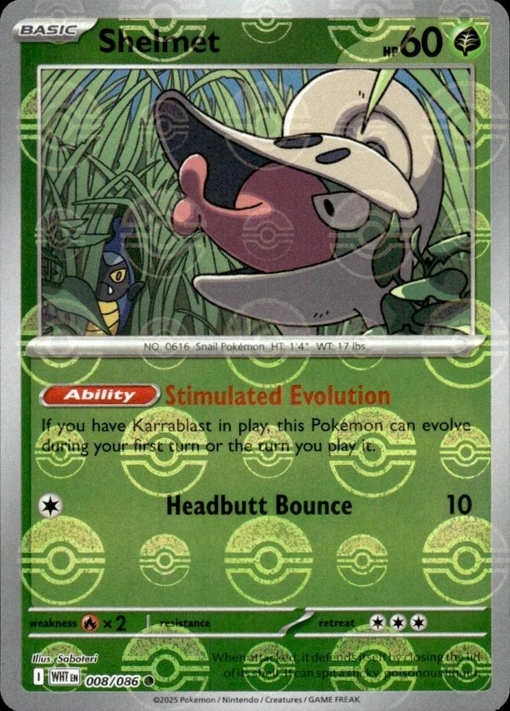 Shelmet #008/086 - White Flare [Poké Ball Reverse Holo]