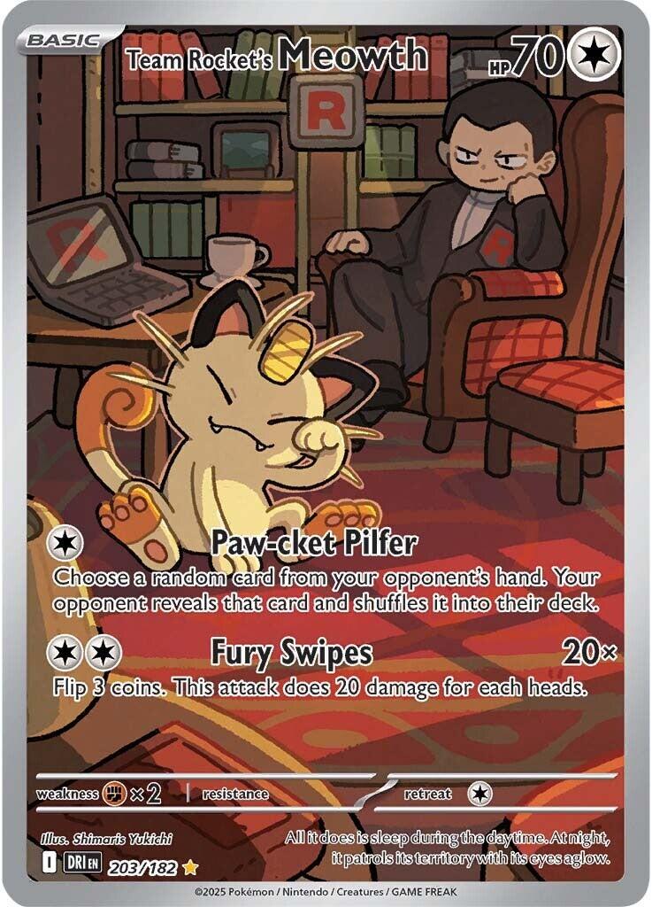 Team Rocket's Meowth #203/182 - Destined Rivals Pokémon TCG single card