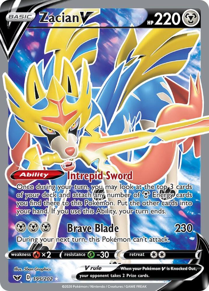 Zacian V (Full Art) #195/202 - Sword & Shield Base Set