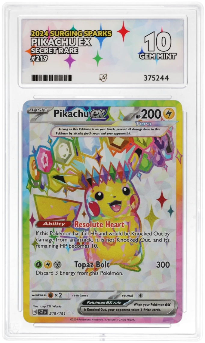 Pikachu ex #219/191 - Surging Sparks - ACE 10.0 GEM MINT