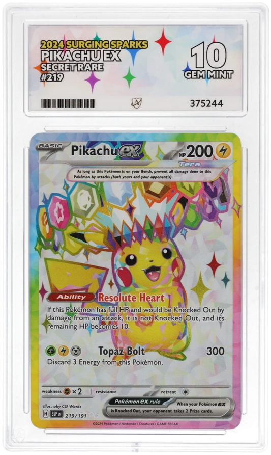 Pikachu ex #219/191 - Surging Sparks - ACE 10.0 GEM MINT