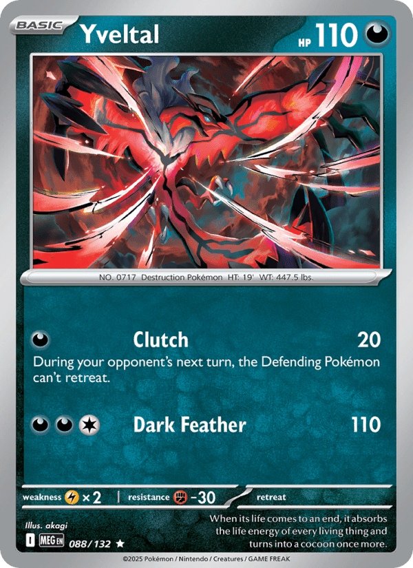 Yveltal (Mega Evolution Stamped) 088/132 - Miscellaneous Cards & Products - Single Cards | RareTCG